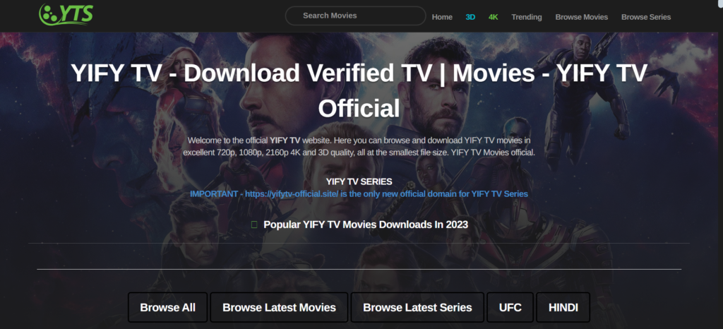 YIFY TV | The 13 Best GoMovies Alternatives For Free Streaming