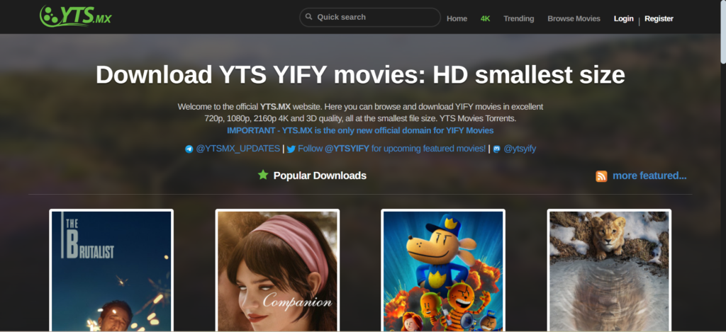 YTS | 25 Best Anime Torrent Sites in 2025 | Trendalize